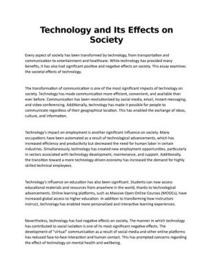 can i use you in an essay about the influence of technology on modern society?